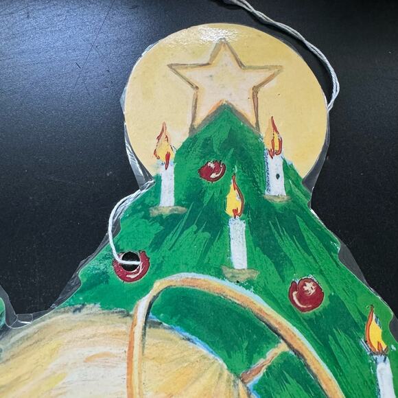 Vintage Eureka USA Baby Christmas Angel Kitty Cat Paper Cut Out 10x16" 2 Sided - Picture 4 of 12